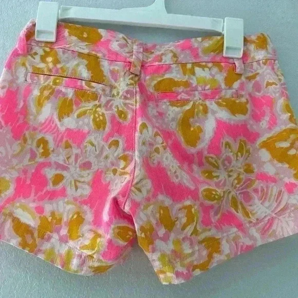 Lilly Pulitzer Callahan Shorts Pink Orange Floral Print Women's Size 00 - Picture 3 of 7